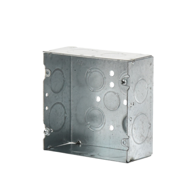 Caja Cuadrada 4 11/16" x 4 11/16"/ Profundidad 2- 1/8"/ 4 Entradas 1", 4 Entradas 3/4", 1 Entrada 1/2" y 3 TKO (1/2"-3/4").