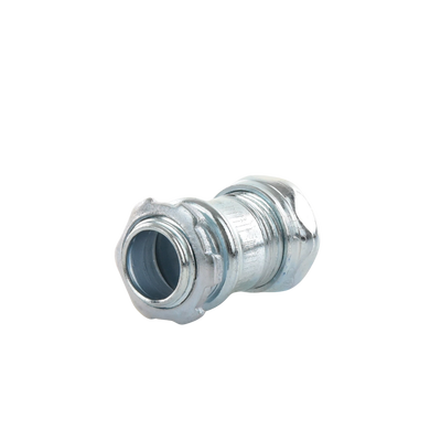 Conector Recto Compresión de Acero Galvanizado para Pared Delgada de 1/2" .