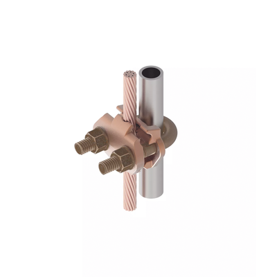 Conector Mecánico para Cable Calibre 4 a 2/0 AWG / Paralelo o 90° a Tubo de 3/8" o Varilla de 5/8" - 3/4".