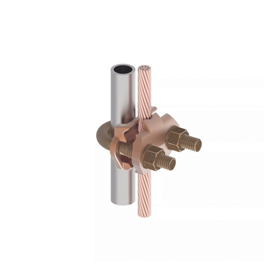 Conector Mecánico para Cable Calibre 4 a 2/0 AWG / Paralelo o 90° a Tubo de 3/8" o Varilla de 5/8" - 3/4".