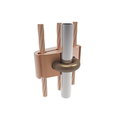 Conector Mecánico para 3 Cables para Calibre  4 AWG  - 2/0 AWG  a Tubería de 3/8" o Varilla 5/8" - 3/4" Perno 3/8".