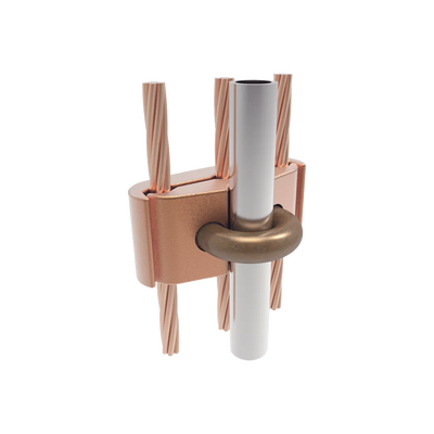 Conector Mecánico para 3 Cables para Calibre 2/0 AWG - 250 KCMIL a Tubería de 3/8"  o  Varilla 5/8" - 3/4".