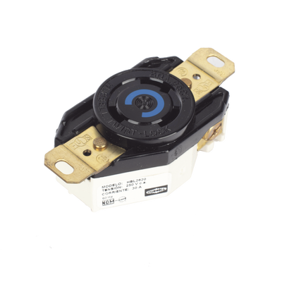 Receptáculo de Media Vuelta Industrial 30 A 250 V CA 2 Polos 3 Hilos (Nema L6-30R) Color Negro.