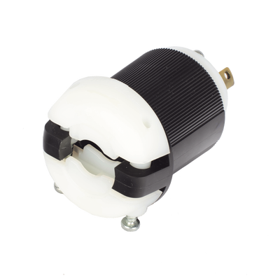 Clavija Industrial con Bloqueo de Media Vuelta / 30 A 250 V CA / 2 Polos 3 Hilos / Color Blanco y Negro / Nema L6-30P.