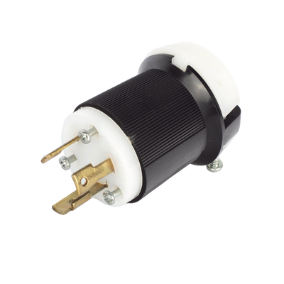 Clavija Industrial con Bloqueo de Media Vuelta / 30 A 250 V CA / 2 Polos 3 Hilos / Color Blanco y Negro / Nema L6-30P.