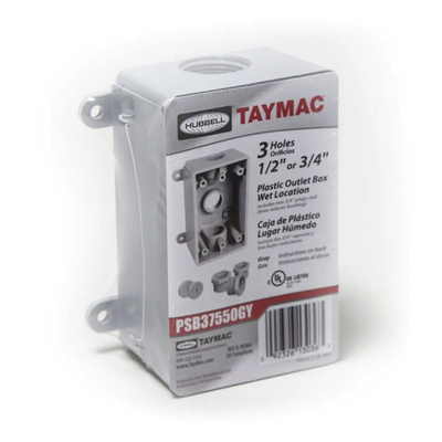 Caja Impermeable de 1 Gang / Profundidad de 2"/ Cuenta con 3 Salidas roscadas para tubería de 1/2" ó 3/4"/ Color Gris.