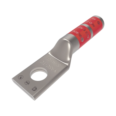 Zapata Terminal de Compresión BURNDY para Tornillo de 1/4" y Calibre 8 AWG / Barril Largo.