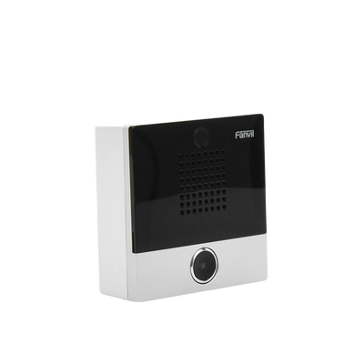 Mini Intercomunicador para hotelería y hospitales, con diseño elegante, PoE, 1 botón, 1 relevador integrado de salida y entrada.