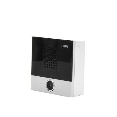 Mini Intercomunicador para hotelería y hospitales, con diseño elegante, PoE, 1 botón, 1 relevador integrado de salida y entrada.