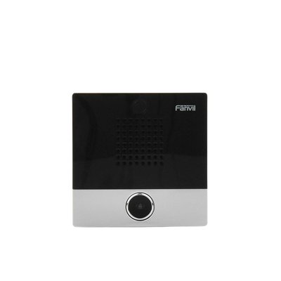 Mini Intercomunicador para hotelería y hospitales, con diseño elegante, PoE, 1 botón, 1 relevador integrado de salida y entrada.