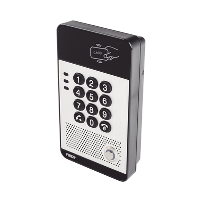 Audio Portero IP con 2 líneas SIP, relevador integrado, teclado numérico y lectora de tarjetas RFID para control de acceso, PoE