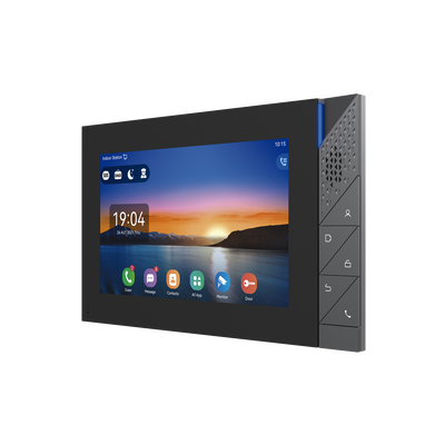 Monitor IP/SIP para interior con Android, Wi-Fi, Bluetooth, pantalla táctil de 7", audio de 2 vías, PoE, 8 interfaces de entrada de alarma.