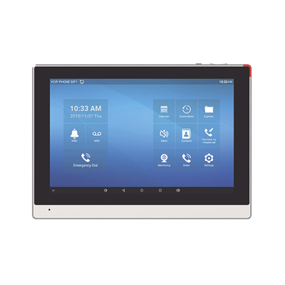 Monitor IP/SIP para interior con Android, Wi-Fi, pantalla táctil de 10.1", audio de 2 vías, PoE, 8 interfaces de entrada de alarma.