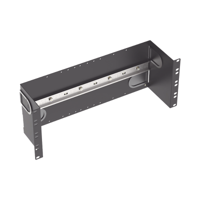 Soporte Industrial Para Instalar Equipos de Montaje en Riel DIN, Para Racks o Gabinetes Estándar de 19in, de 4UR, Color Negro