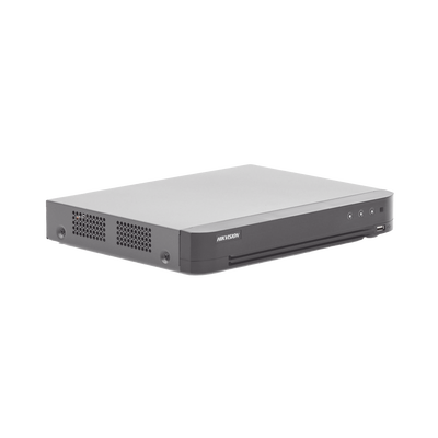 (ACUSENSE / Evita Falsas Alarmas) DVR 4 Megapixel / 4 Canales TURBOHD + 2 Canales IP / 1 Bahía de Disco Duro / 1 Canal de Audio