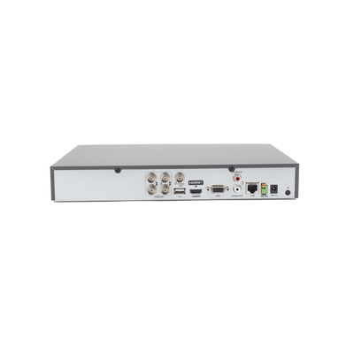 DVR 4 Canales TURBOHD + 2 Canales IP / 5 Megapixel Lite - 3K Lite / Audio de Dos Vías por Coaxitron / Reconocimiento Facial / ACUSENSE (Evista falsas alarmas) / 1 Bahía de Disco Duro / Salida de Video en Full HD