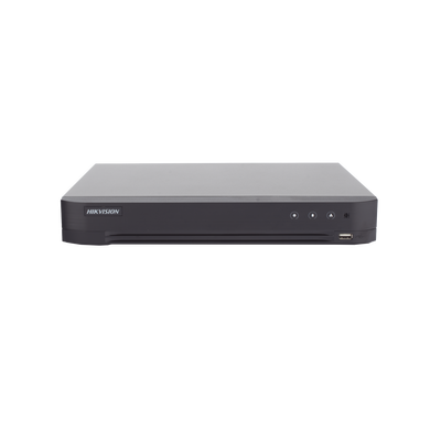 DVR 4 Canales TURBOHD + 4 Canales IP / 8 Megapixel (4K) / Audio de dos vías por Coaxitron / ACUSENSE / Reconocimiento Facial / 1 Bahía de Disco Duro / Salida de Video en Full HD / H.265+