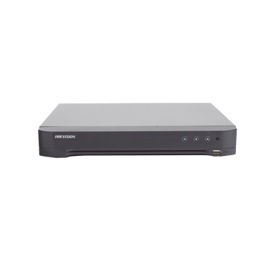 DVR 8 Canales TURBOHD + 8 Canales IP / 8 Megapixel (4K) / Audio de dos vías por Coaxitron / ACUSENSE / Reconocimiento Facial / 1 Bahía de Disco Duro / Salida de Video en 4K / H.265+