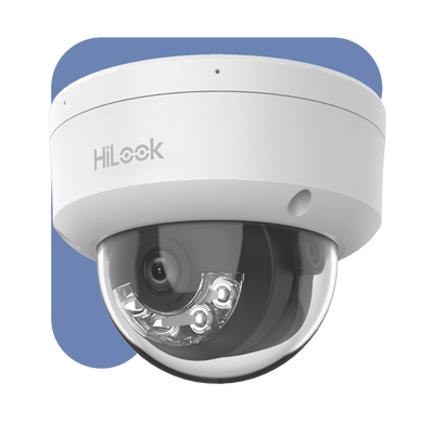 HiLook Series / Domo IP de 4 Megapixel   / Lente 2.8 mm / 30 mts IR /  Micrófono Integrado / Exterior IP67 / PoE / WDR 120  / H.265+ / ONVIF