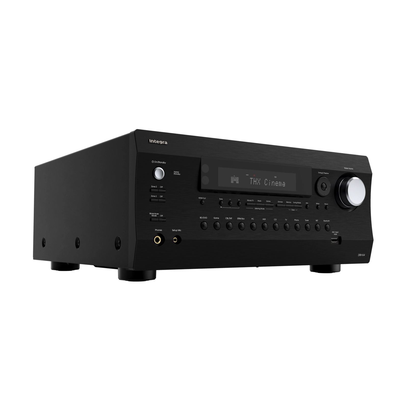 INTEGRA DRX-8.4 Receptor A/V, Receptor THX Certified Select de 11.4 canales (150W/ch) Soporte 8K/60p HDMI 2.1, Dolby Atmos/DTS:X,  calibración Dirac Live. Audio audiófilo DAC ESS de 32 bits, Conexión XLR. Solución de integración premium para cine en casa.