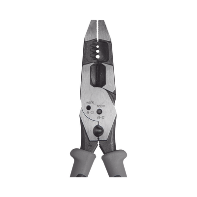 Pinza Híbrida con Ponchadora de 8". Pela Cable Sólido de 10-14 AWG y Cable Trenzado de 12-16 AWG