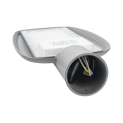 Luminaria LED  de 100 W / 100 - 265 V CA~50/60 Hz / Fotocelda  / Color Blanco/ Dimensiones 200 x 465 x 78 mm / Ángulo de Luz 135°.