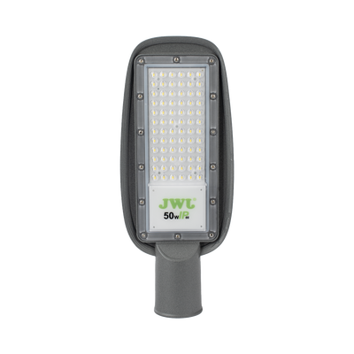 Luminaria LED de 50 W/ 100 - 265 V CA ~50/60 Hz / Fotocelda / Color Blanco/ Dimensiones 160 x 390 x 78 mm / Ángulo de Luz 135°.