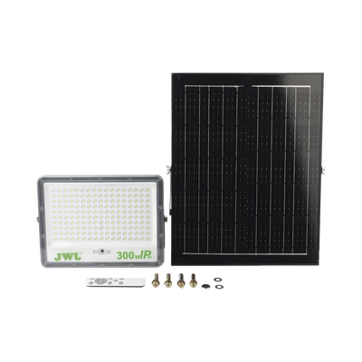 Reflector de 300 W con Panel Solar /  Batería 3.2  V CD / T.C.C. 6 500 K / IP65.