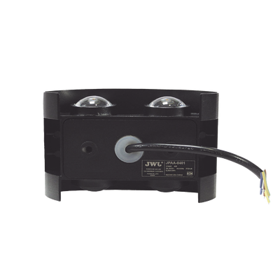 Lámpara Arbotante 4 W 220 lm / Dimensiones 120 x 80 x 40 mm / 85 - 265 Vca~ 50/60Hz / Luz Cálida 2 700 K / Uso en exterior IP 54.