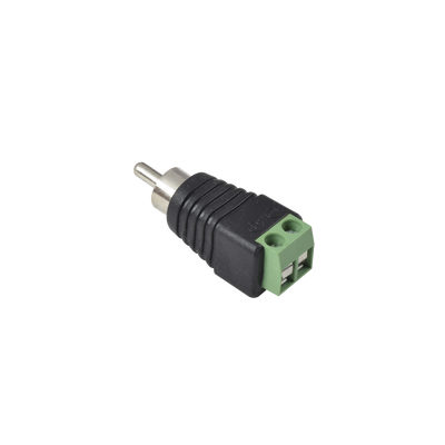 Adaptador RCA MACHO Tipo Jack Polarizado / Terminales Tipo Tornillo / Polarizado (+/-) / Recomendado para Video y AUDIO en sistemas de video vigilancia a 2 Hilos.