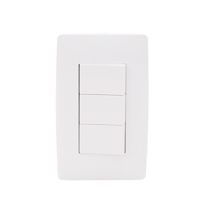 Apagador Triple Sencillo de 10 A/ 127 V CA ~ 60 Hz / Color Blanco.