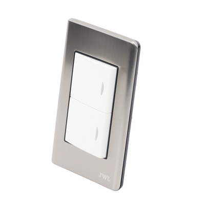Apagador Doble de 10 A/ 127 V CA ~ 60 Hz /  Placa de Acero.