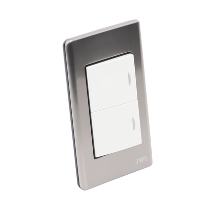 Apagador Doble de 10 A/ 127 V CA ~ 60 Hz /  Placa de Acero.