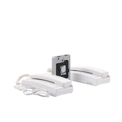 Kit de Audio Portero con 2 Auriculares y Frente de Calle