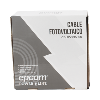 Kit de 2 rollos de 100 metros de cable fotovoltaico de cobre, rojo y negro, calibre 10 AWG (6mm²), Tipo PV,  1000/2000 V y 120°C.