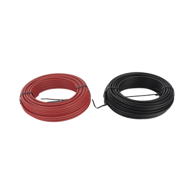 Kit de 2 rollos de 25 metros de cable fotovoltaico de cobre, rojo y negro, calibre 10 AWG (6mm²), Tipo PV,  1000/2000 V y 120°C.