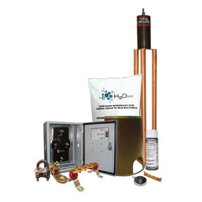 Kit de tierra Física Modelo TG45K con Electrodo Magnetoactivo 50 x 11.5 cm, Capacidad Max: 45 AMP.