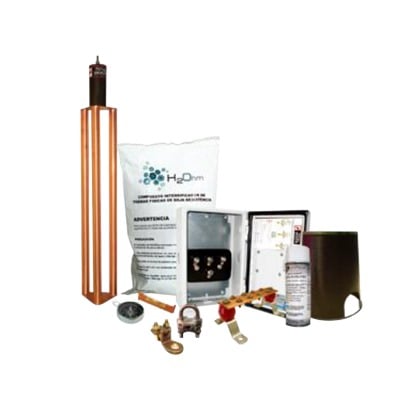 Kit de tierra física modelo TG70K con Electrodo Magnetoactivo y Accesorios de Instalación, capacidad: 70 AMP.