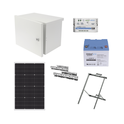 Kit de Alimentación PV para CCTV 12 Vcc Hasta Máximo 14 Watts para Cámara y Enlace