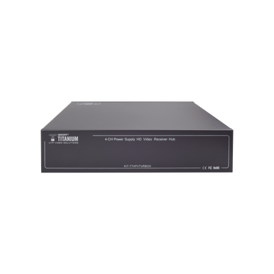 Kit de TRANSCEPTOR ACTIVO DE 4 CANALES / VIDEO+PODER en un solo Cable UTP / 150 metros en 4K, 200 metros en 5 MP/ Envía 36 Vcc y Recibe 12 Vcc / TODO INCLUIDO PARA RACK / Compatible con cámaras HD-TVI/CVI/AHD/CVBS / INSTALACIÓN LIMPIA.