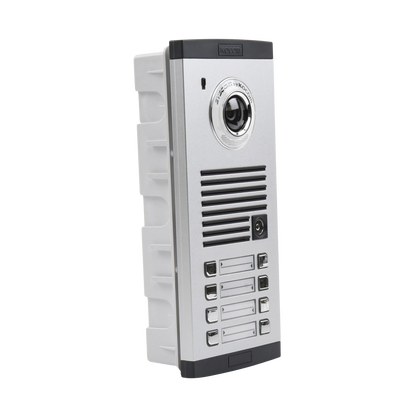 Frente de calle para 8 Apartamentos, compatible con monitores de 4 hilos, expandible a 20 o 32 deptos.