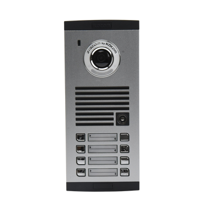 Frente de calle para 8 Apartamentos, compatible con monitores de 4 hilos, expandible a 20 o 32 deptos.