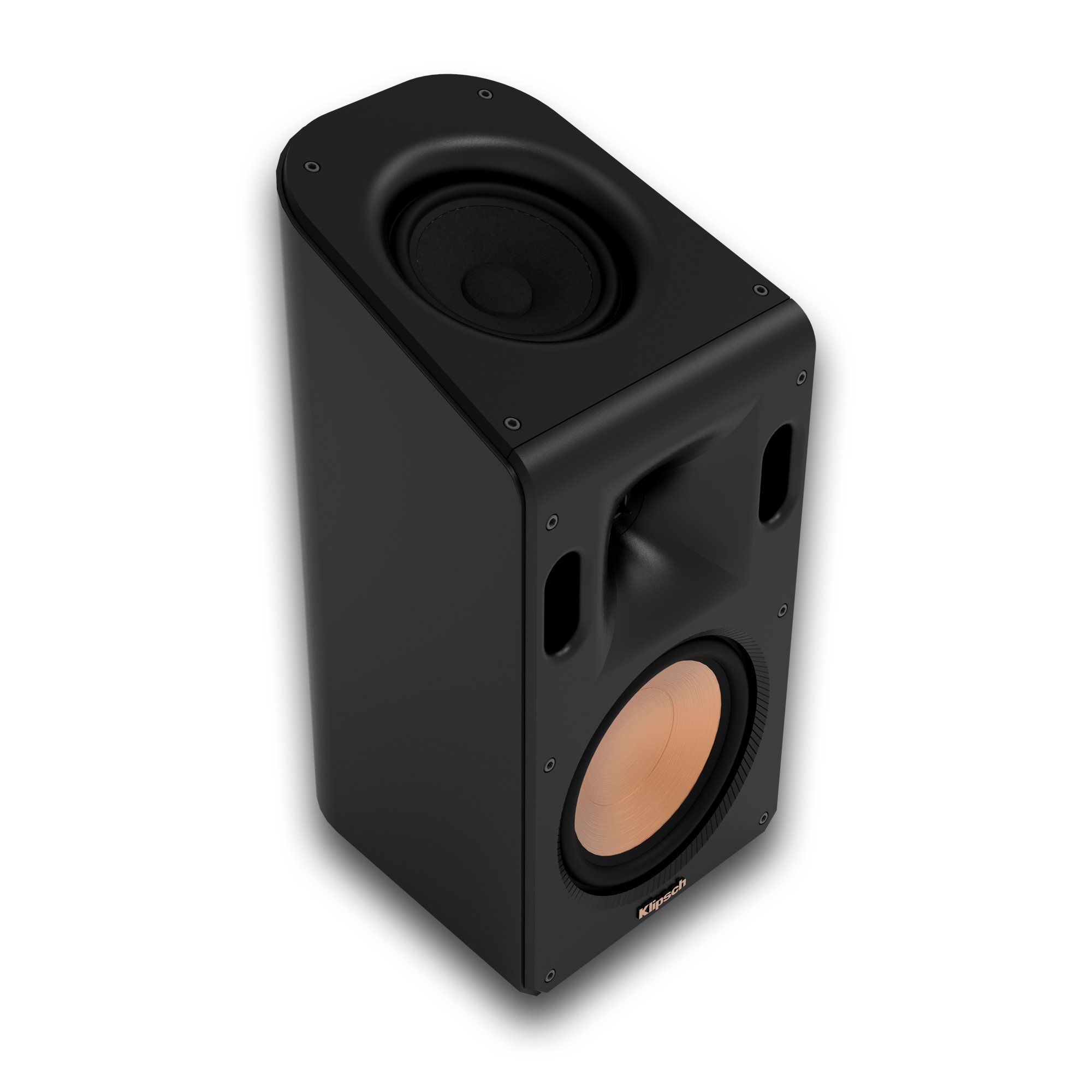 Klipsch Reference Cinema System 5.1.4 con Dolby Atmos incluye un subwoofer de 10" Con cuatro parlantes satélite equipados con tecnología Dolby Atmos, 1 Canal central IMG de cobre hilado, woofers de grafito moldeado por inyección (IMG)