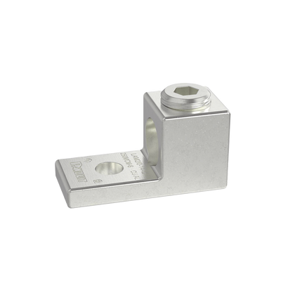 Terminal tipo Lengüeta Recta de Aluminio con Agujero 1/4", y Barril para Cable #14 - 2/0 AWG