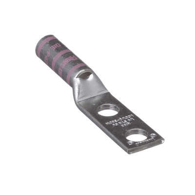 Zapata de compresión LCC1/0-38DW-X para cal. 1/0 Awg, Doble barreno para tornillo prisionero de 3/8, 1 Pz