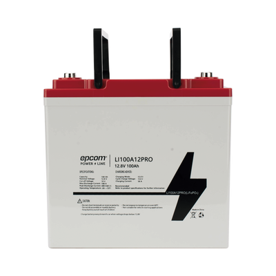 Batería de Litio Ciclo Profundo, 12.8 Vcc 100Ah LiFePO4 Válvula de Alivio, Solar, Marina, Máximo 100 A de Descarga