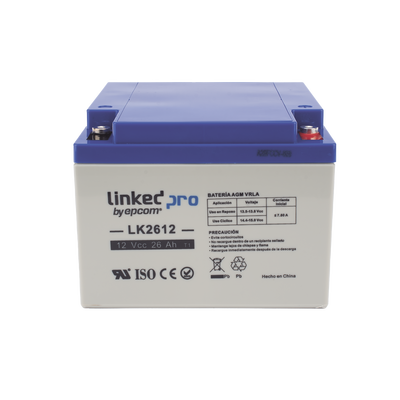 Batería 12 V / 26 Ah / UL / Tecnología AGM / Vida útil promedio de 5 años /Para uso en equipo electrónico, Alarmas de Intrusión / Incendio/ Control de acceso / Video Vigilancia / Terminales M5