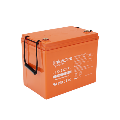 Batería 12 V / 75 Ah / UL / Tecnología AGM-VRLA / Vida útil promedio de 5 años / Retardo a la flama / Para uso en equipo electrónico, Alarmas de Intrusión / Incendio/ Control de acceso / Video Vigilancia / Termina