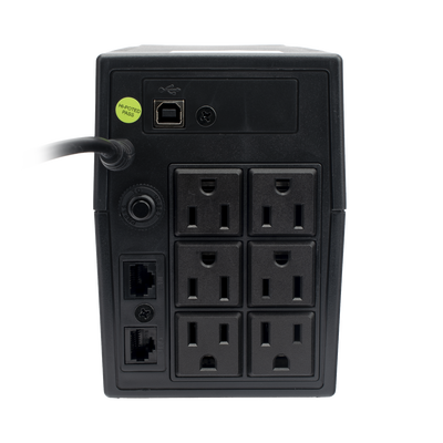 UPS 800VA/480 W Línea Interactiva 120Vca / 6 tomas 5-15R (4 Respaldadas) / Regulación de Voltaje / Protección RJ45