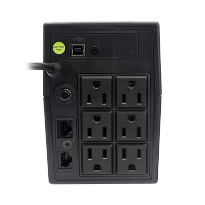 UPS 800VA/480 W Pantalla LCD / Línea Interactiva 120Vca / 6 tomas 5-15R (4 Respaldadas) / Regulación de Voltaje / Protección RJ45